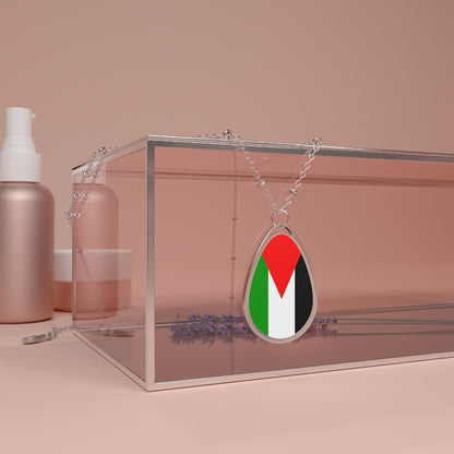 Palestine Flag Oval Necklace | Palestinian Heritage Pendant | Rep Ya Flag