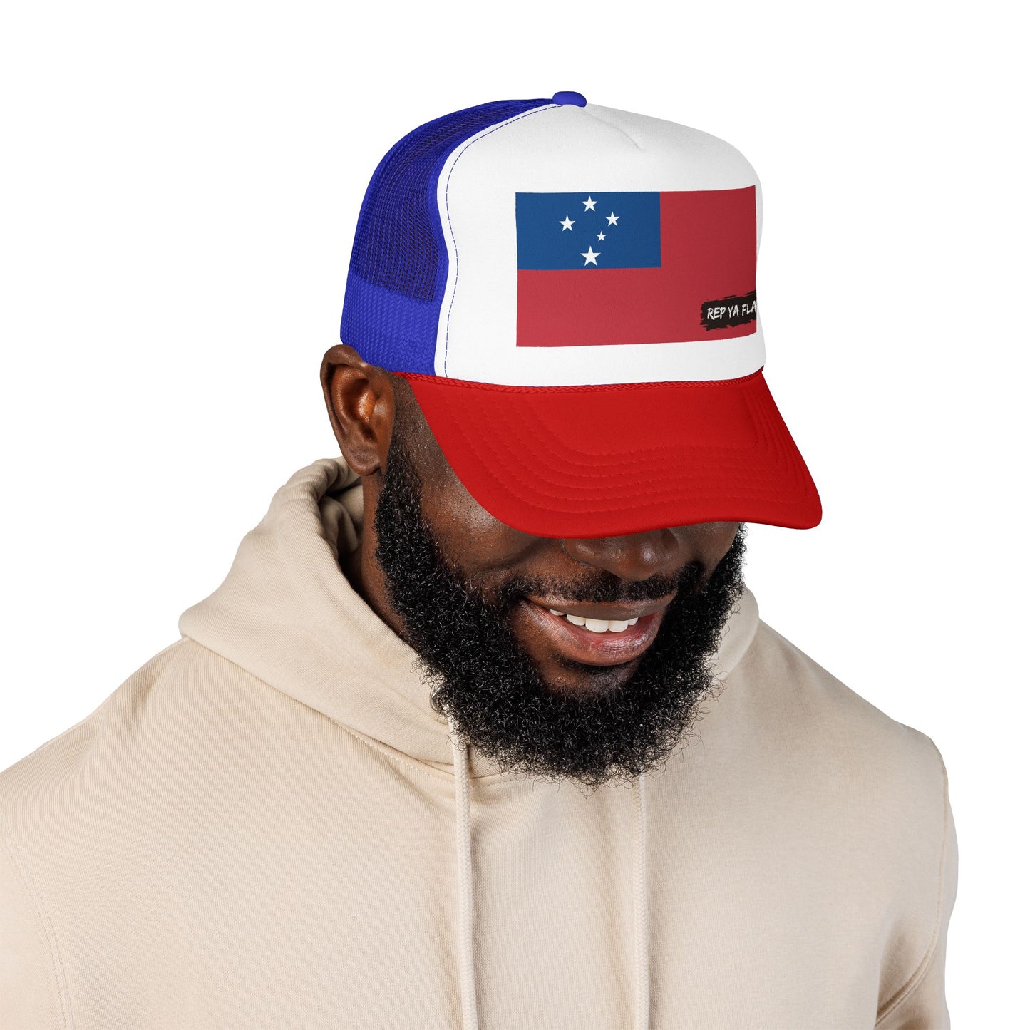 Samoa Flag Foam Trucker Hat | Samoan Pride Snapback Cap | Rep Ya Flag