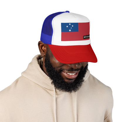 Samoa Flag Foam Trucker Hat | Samoan Pride Snapback Cap | Rep Ya Flag