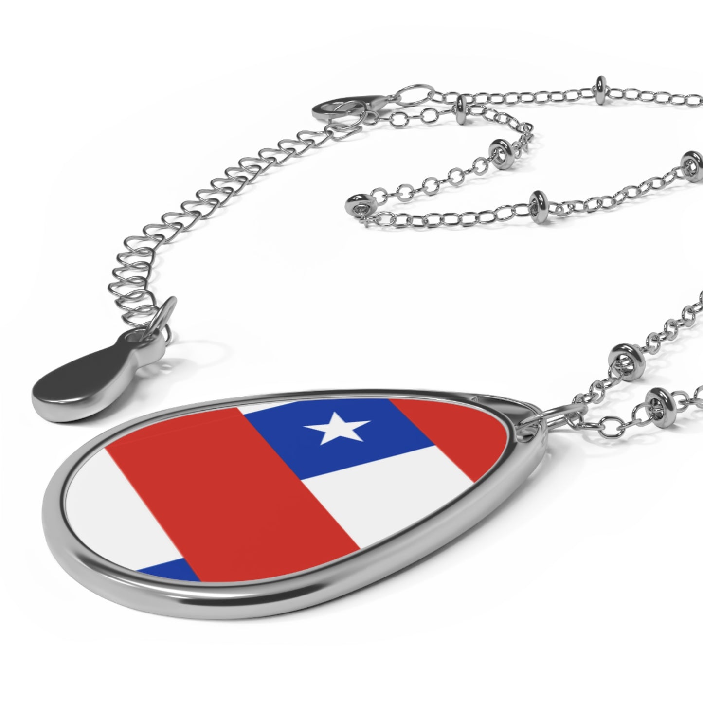 Chile Flag Oval Necklace | Chilean Heritage Jewelry | Rep Ya Flag
