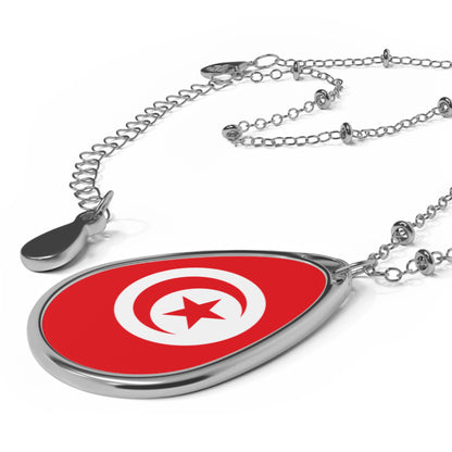 Tunisia Flag Oval Necklace