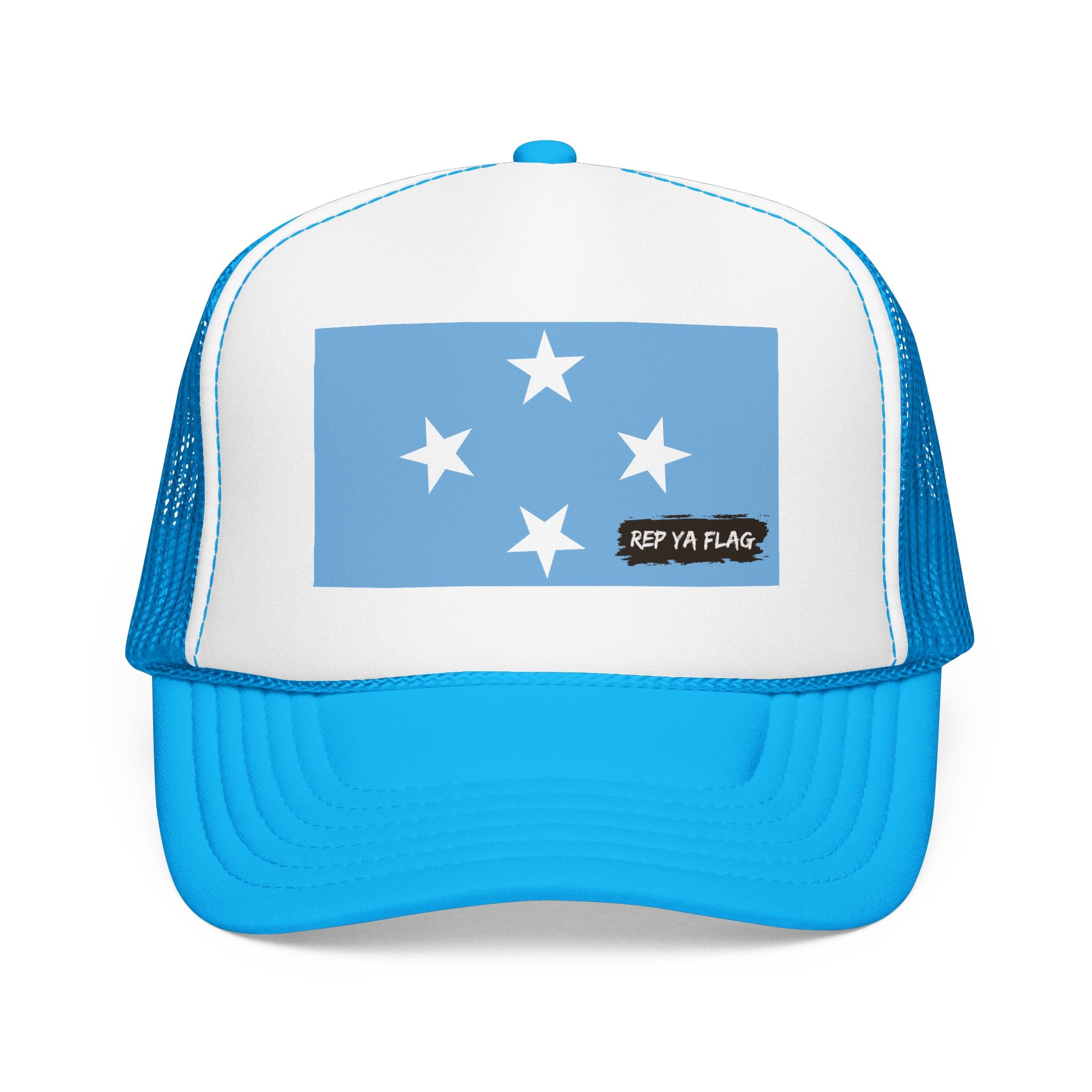 Micronesia Flag Foam Trucker Hat | Micronesian Pride Snapback Cap | Rep Ya Flag