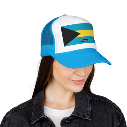 Bahamas Flag Foam Trucker Hat | Bahamian Pride Snapback Cap | Rep Ya Flag
