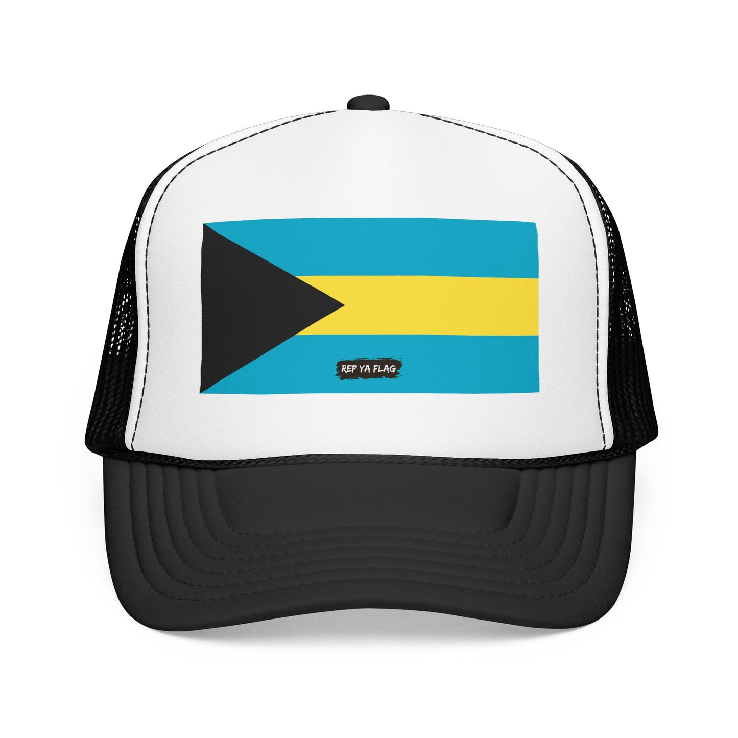 Bahamas Flag Foam Trucker Hat | Bahamian Pride Snapback Cap | Rep Ya Flag