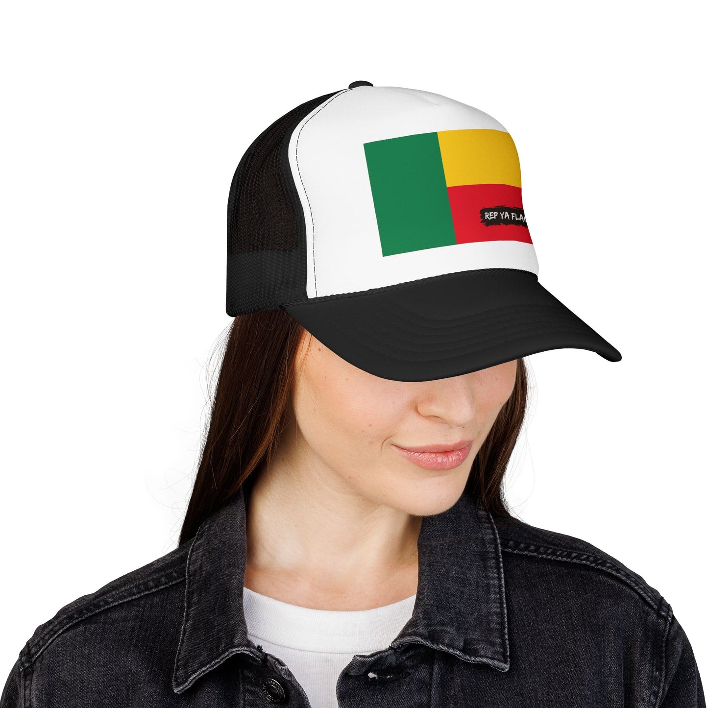Benin Flag Foam Trucker Hat | Beninese Pride Snapback Cap | Rep Ya Flag