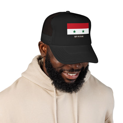 Syria Flag Foam Trucker Hat | Rep Ya Flag design