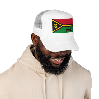 Vanuatu Flag Foam Trucker Hat | Rep Ya Flag design