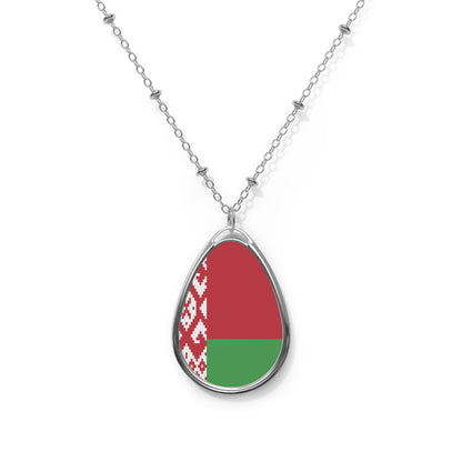 Belarus Flag Oval Necklace | Belarusian Pride Patriotic Jewelry | Rep Ya Flag