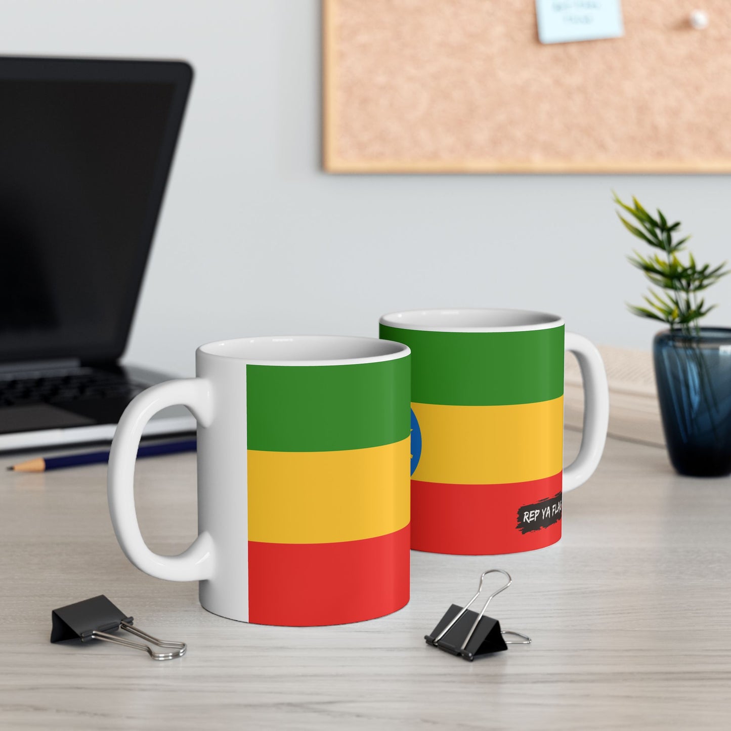 Ethiopia Flag Coffee Tea Mug 11oz 15oz | Rep Ya Flag Ceramic Mug