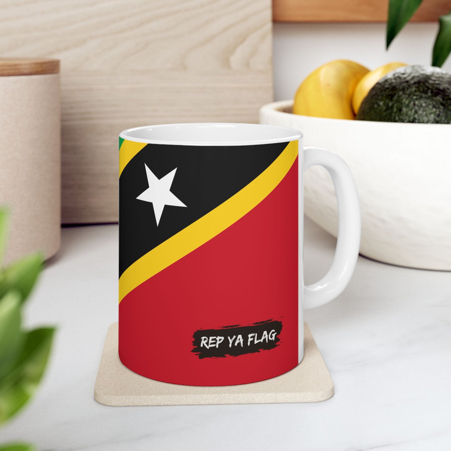 Saint Kitts and Nevis Flag Coffee Tea Mug 11oz 15oz | Rep Ya Flag Ceramic Mug