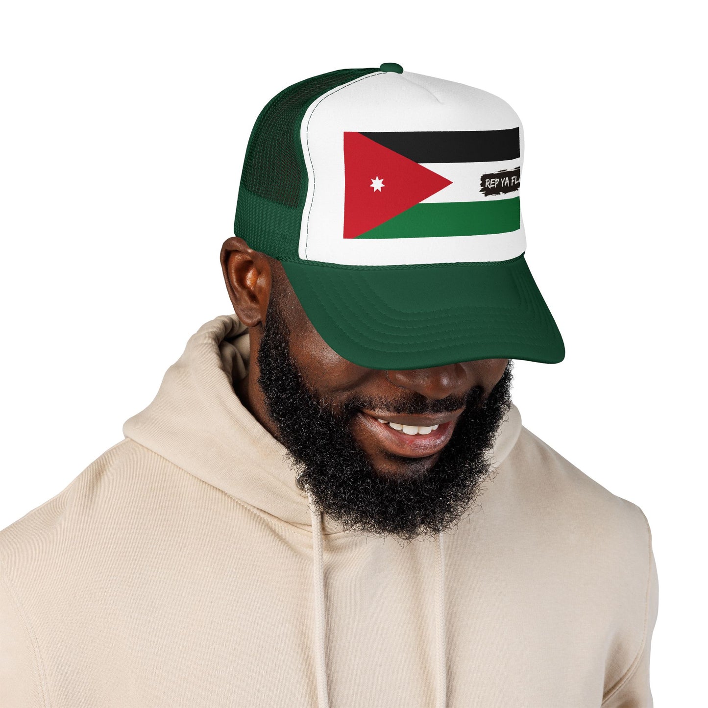 Jordan Flag Foam Trucker Hat | Jordanian Pride Snapback Cap | Rep Ya Flag