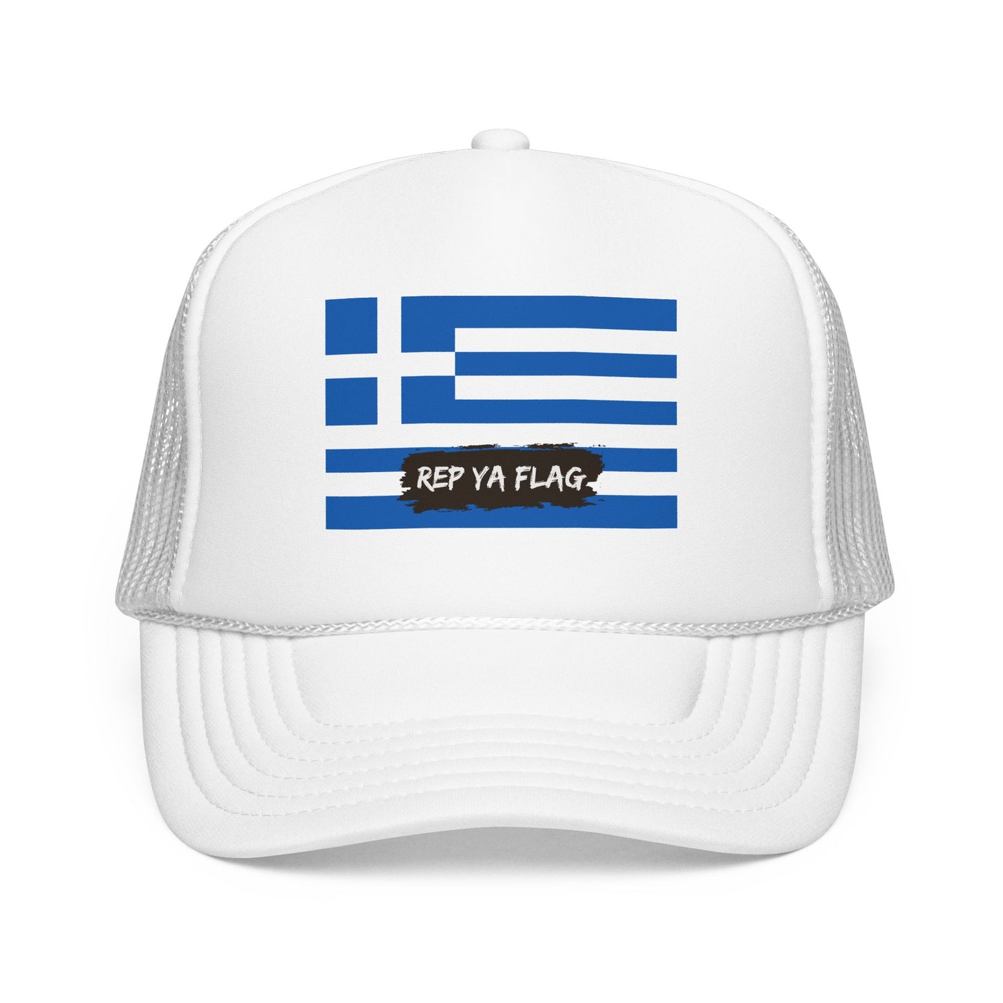 Greece Flag Foam Trucker Hat | Greek Pride Snapback Cap | Rep Ya Flag