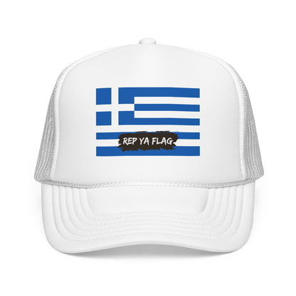 Greece Flag Foam Trucker Hat | Greek Pride Snapback Cap | Rep Ya Flag