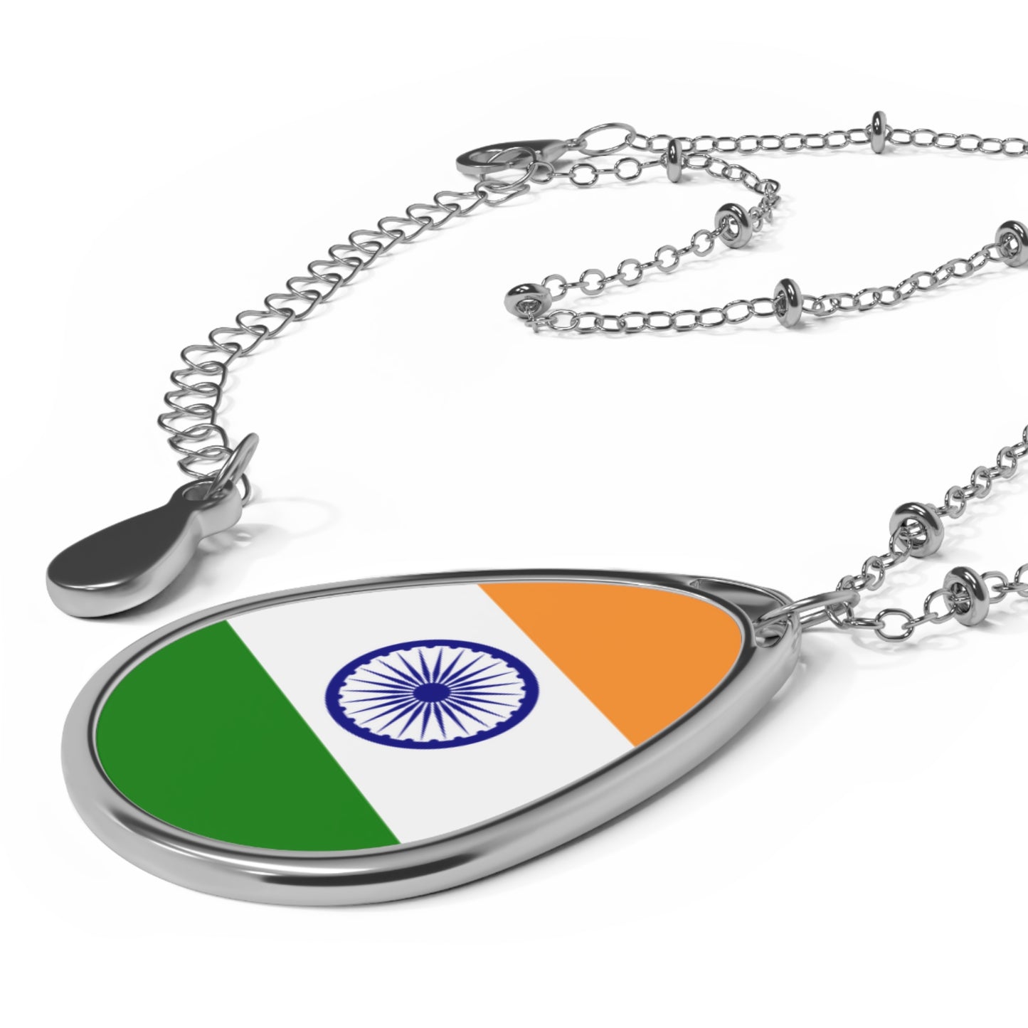 India Flag Oval Necklace | Indian Heritage Pendant | Rep Ya Flag