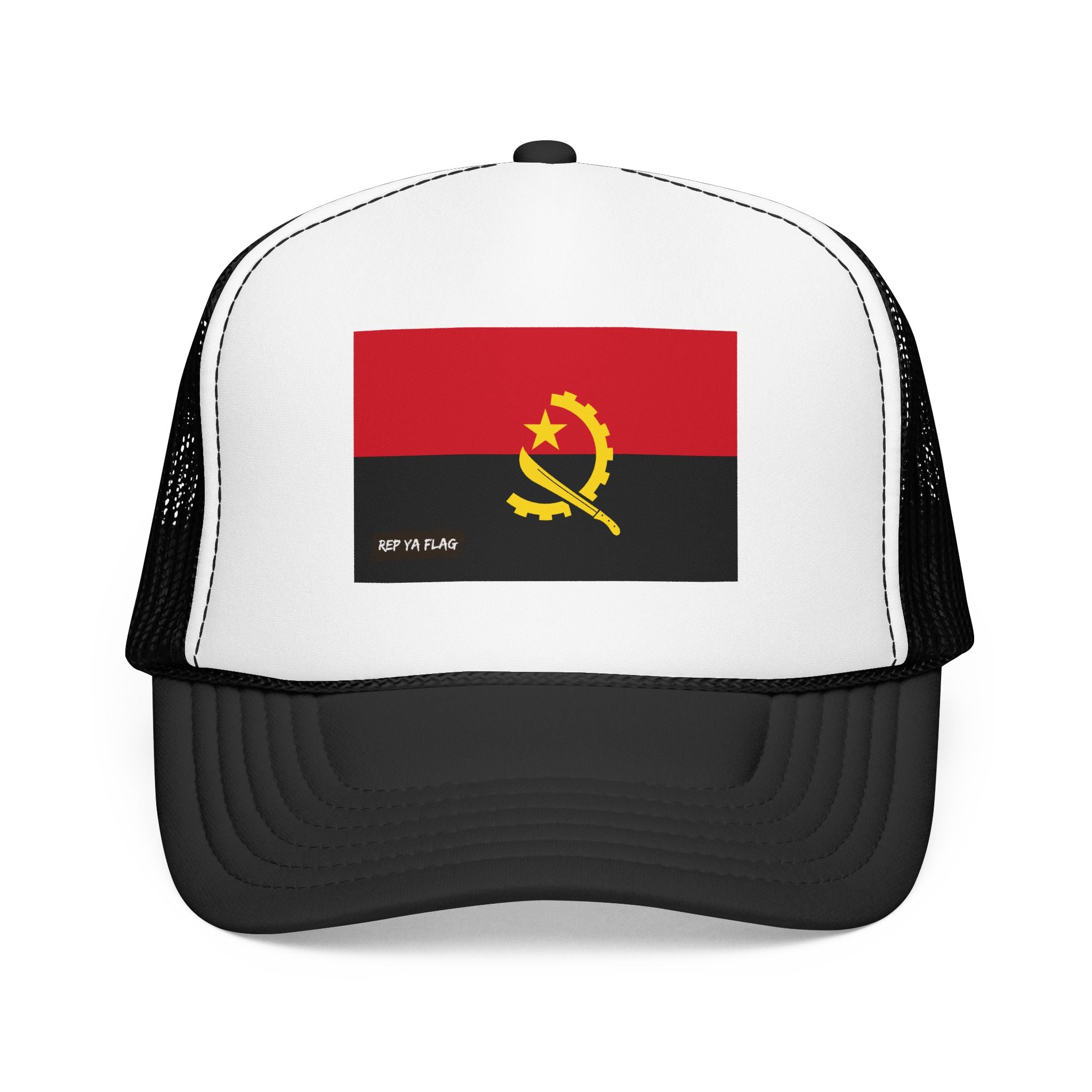 Angola Flag Foam Trucker Hat | Angolan Pride Snapback Cap | Rep Ya Flag