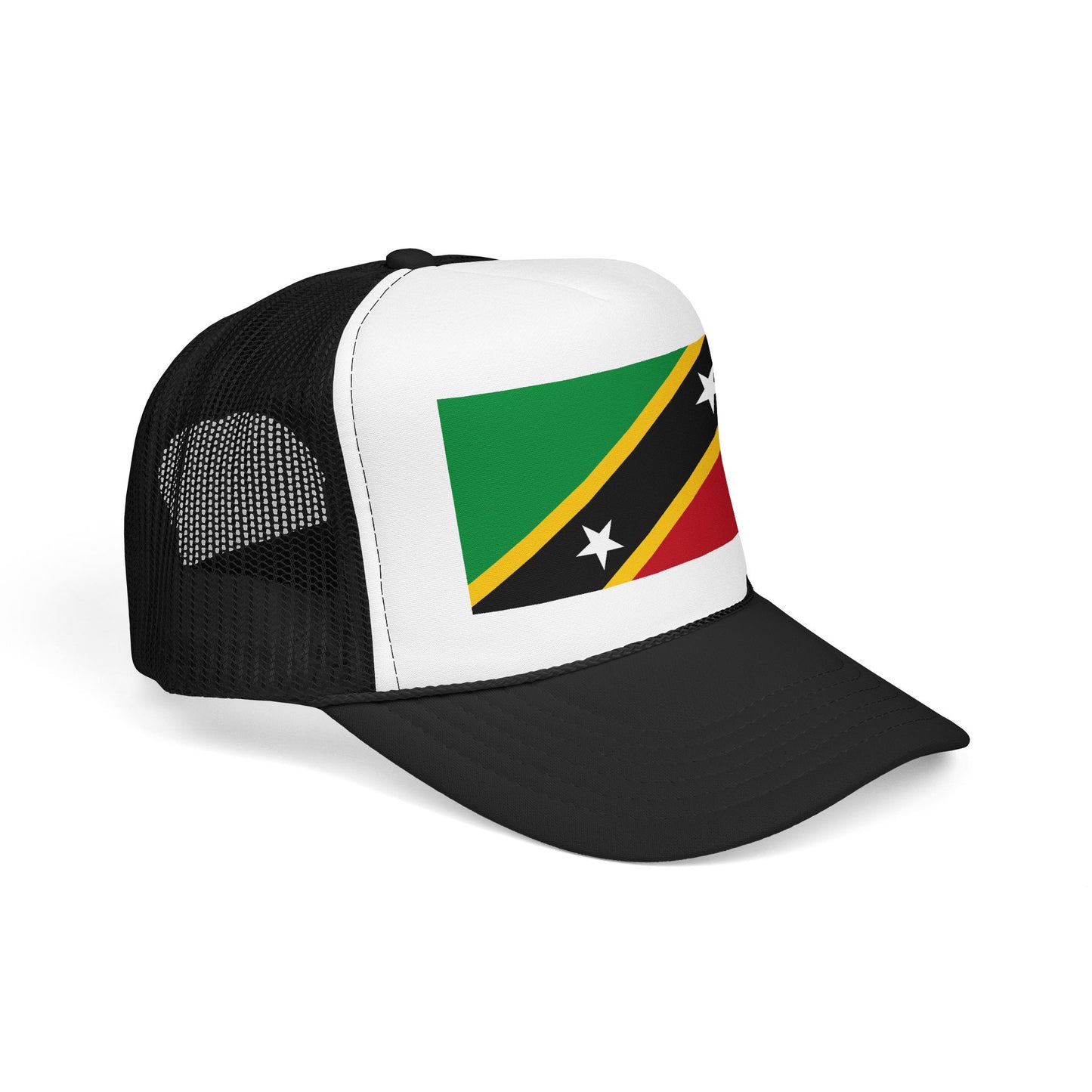 Saint Kitts and Nevis Flag Foam Trucker Hat | Kittitian & Nevisian Pride Snapback Cap | Rep Ya Flag