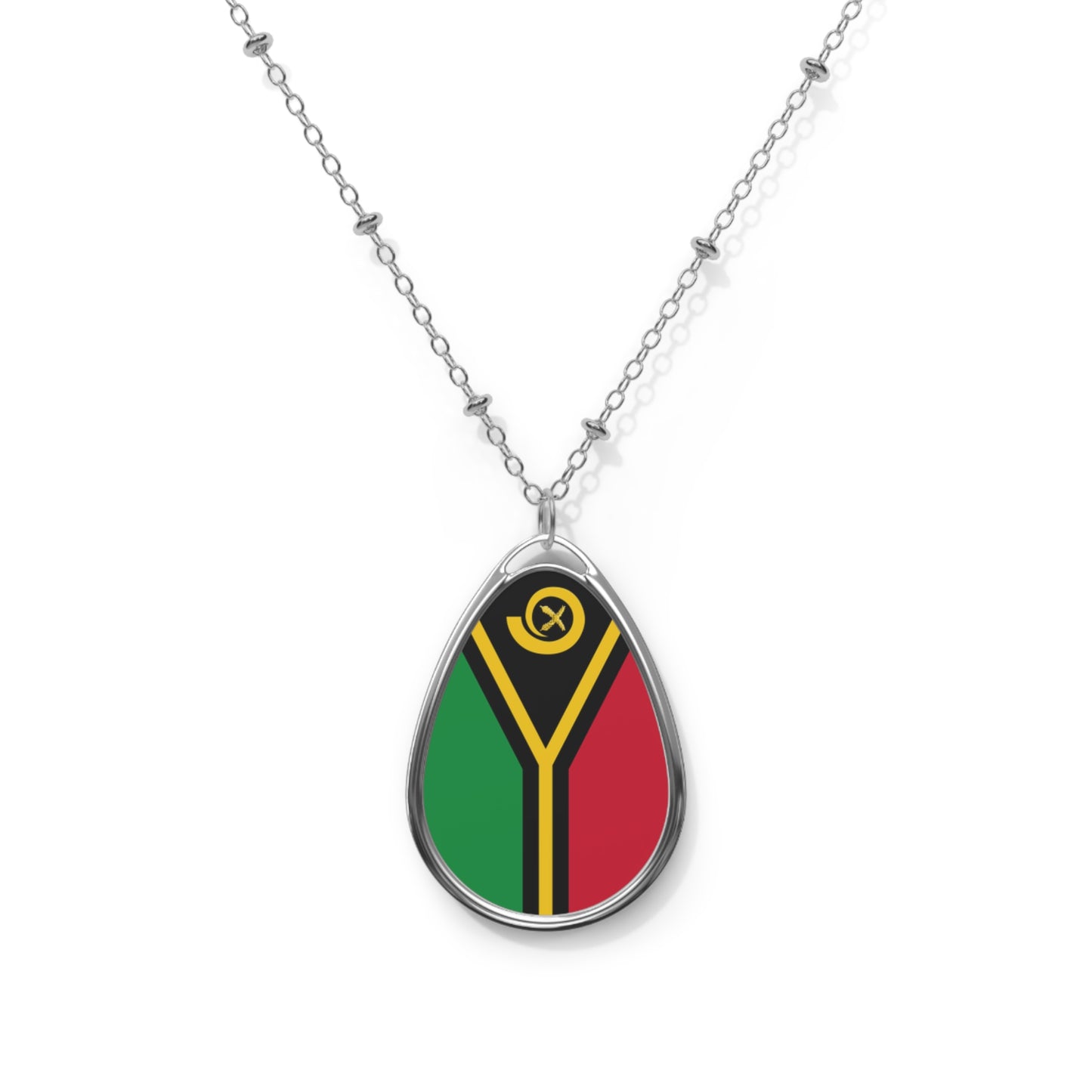 Vanuatu Flag Oval Necklace