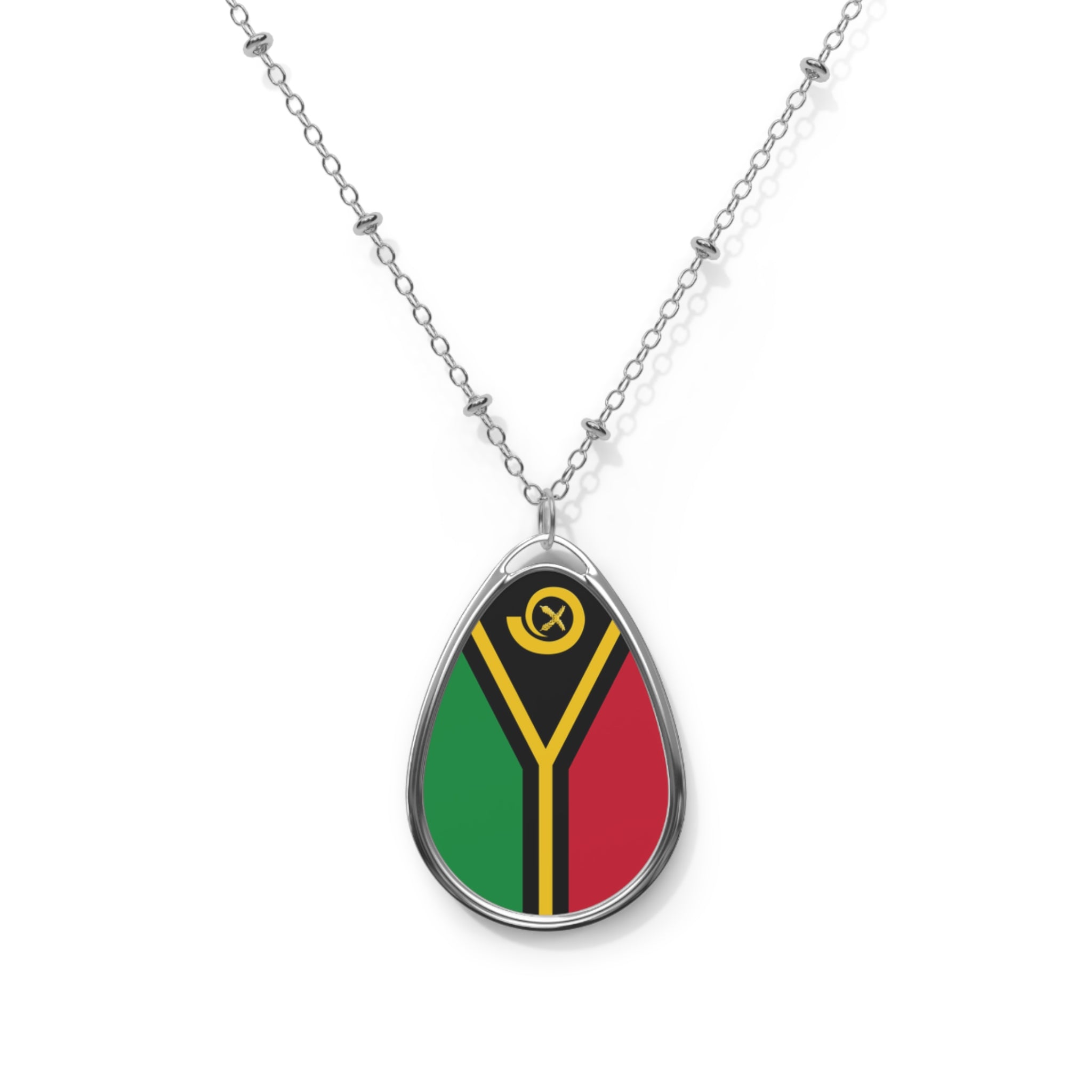 Vanuatu Flag Oval Necklace