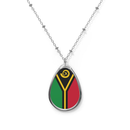 Vanuatu Flag Oval Necklace