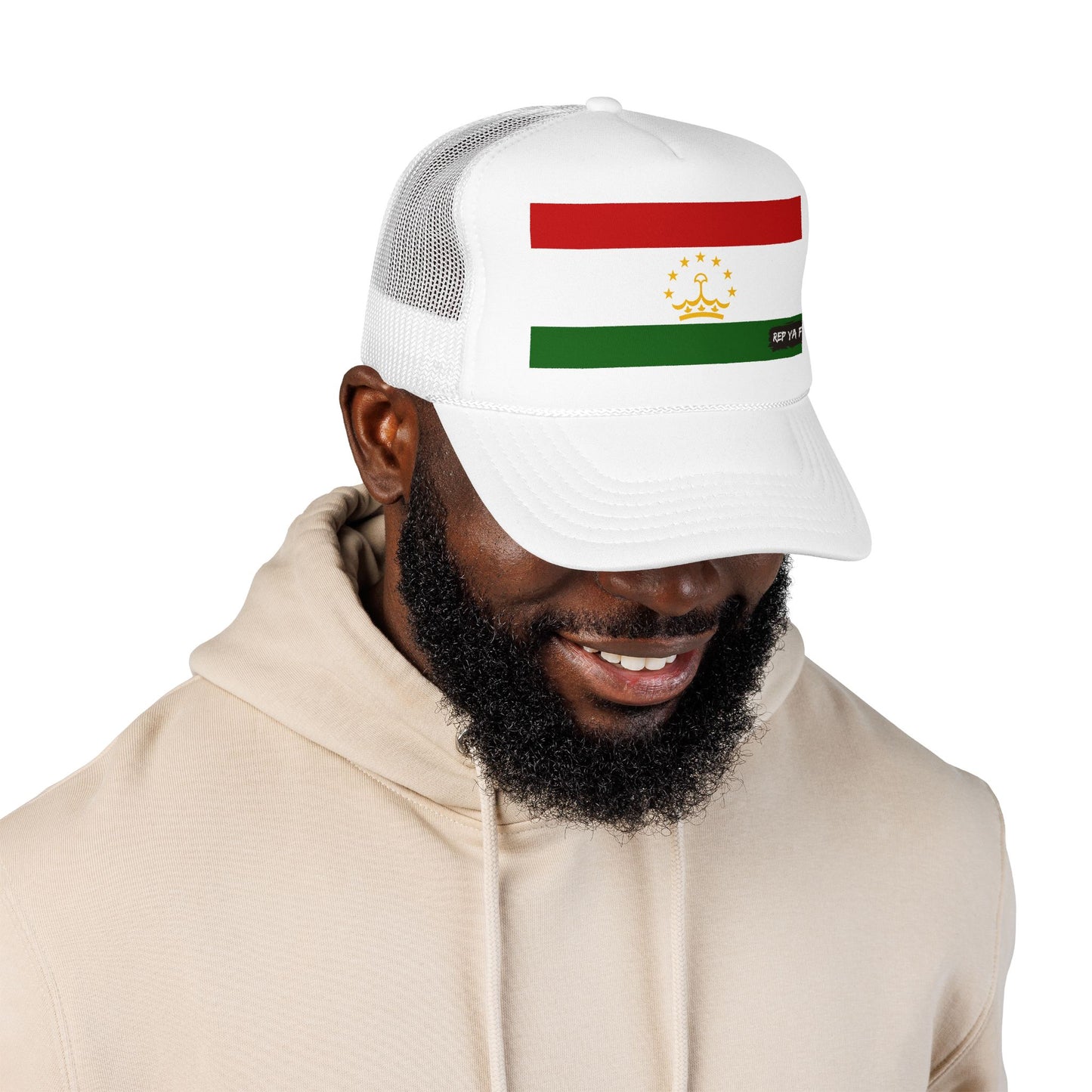 Tajikistan Flag Foam Trucker Hat | Rep Ya Flag design