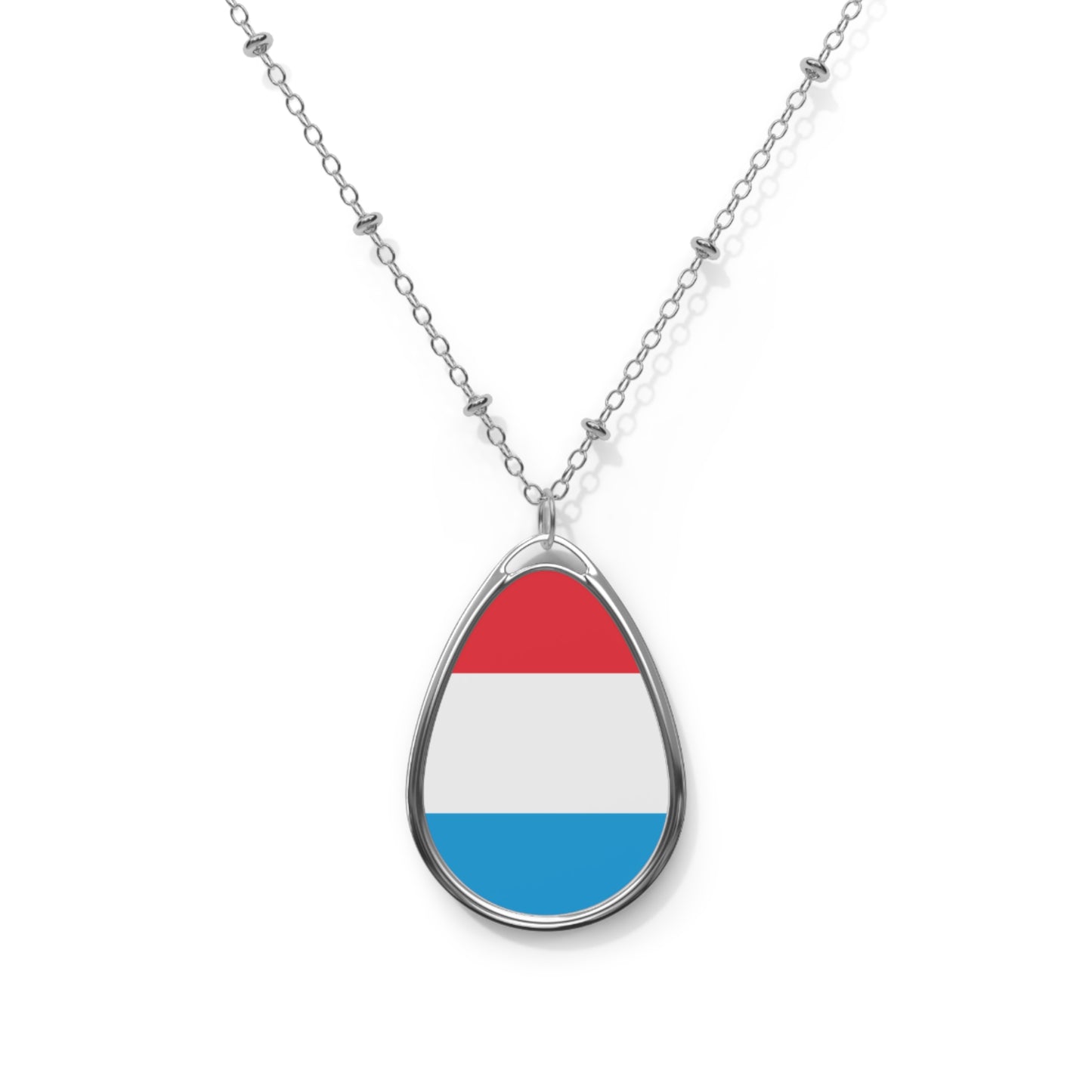 Luxembourg Flag Oval Necklace | Luxembourg Heritage Pendant | Rep Ya Flag