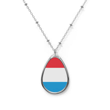 Luxembourg Flag Oval Necklace | Luxembourg Heritage Pendant | Rep Ya Flag