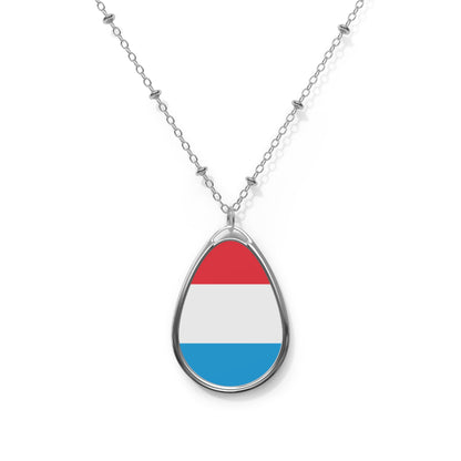 Luxembourg Flag Oval Necklace | Luxembourg Heritage Pendant | Rep Ya Flag
