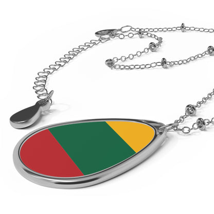 Lithuania Flag Oval Necklace | Lithuanian Heritage Pendant | Rep Ya Flag