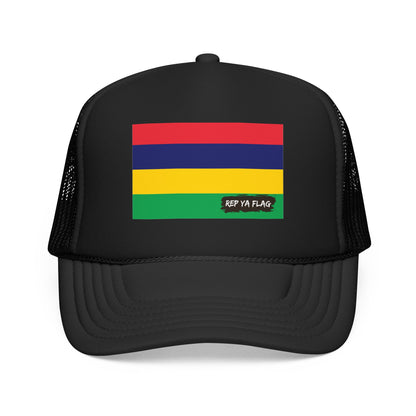 Mauritius Flag Foam Trucker Hat | Mauritian Pride Snapback Cap | Rep Ya Flag
