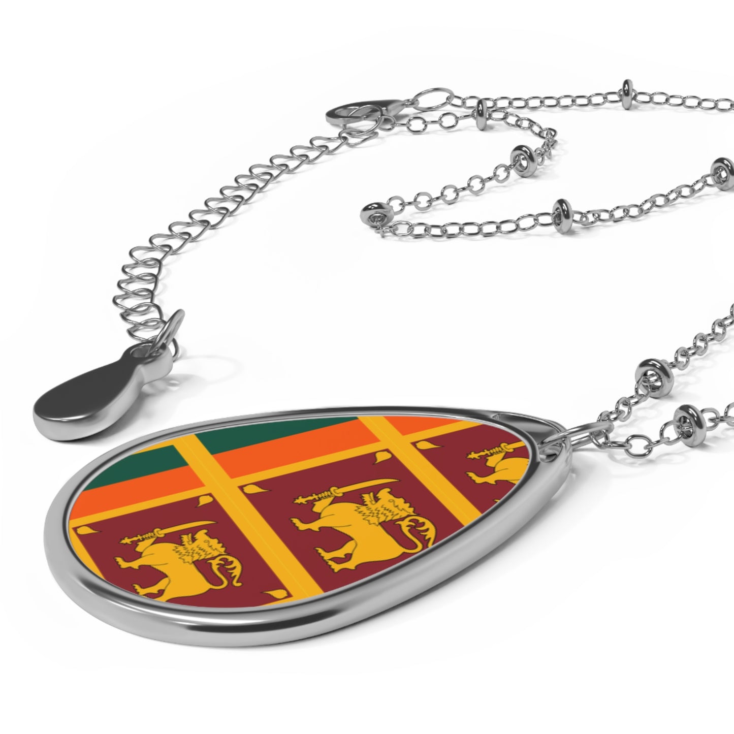 Sri Lanka Flag Oval Necklace