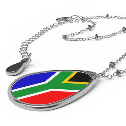 South Africa Flag Oval Necklace | South African Heritage Pendant | Rep Ya Flag