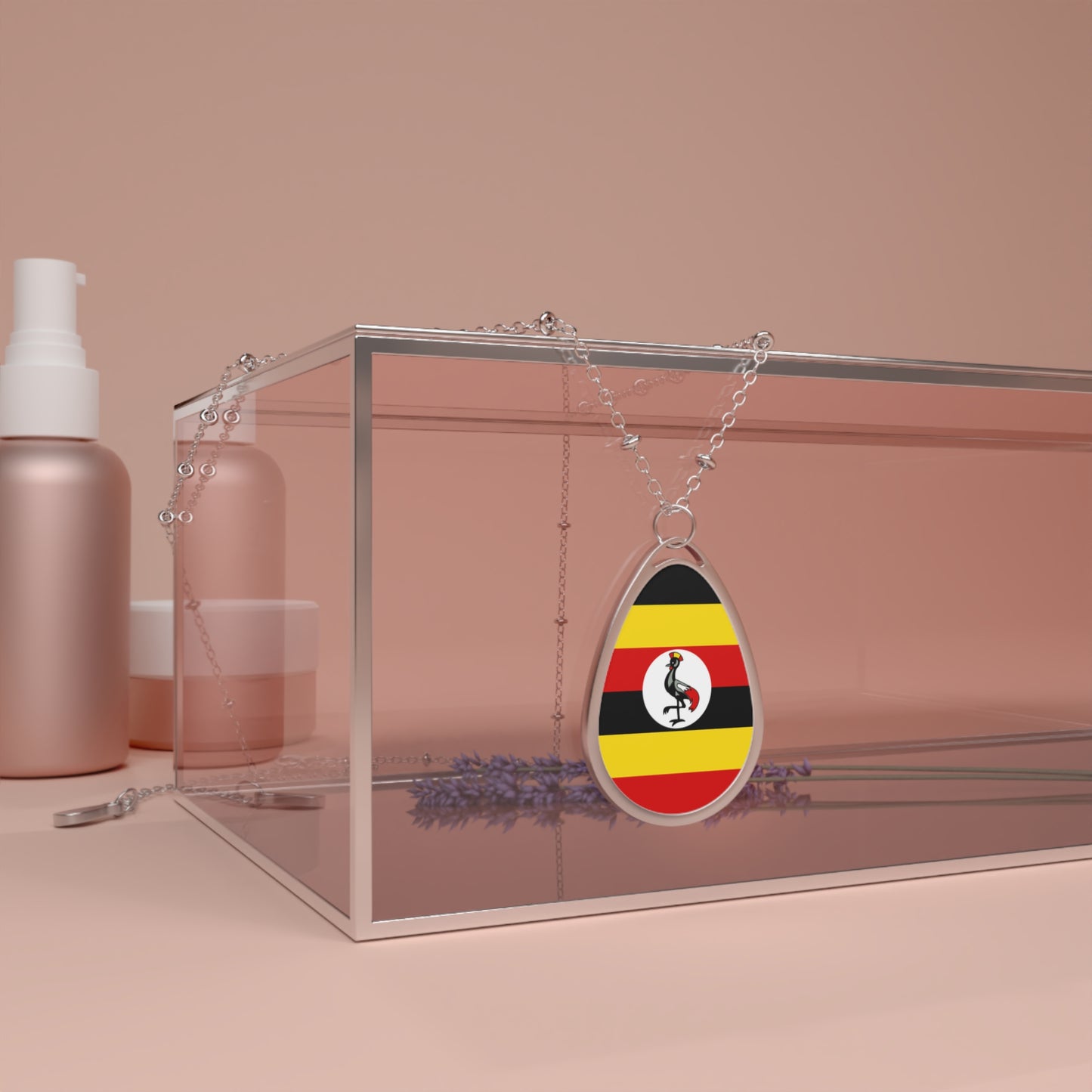 Uganda Flag Oval Necklace