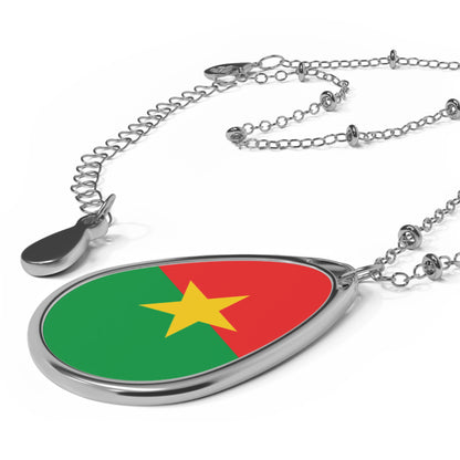 Burkina Faso Flag Oval Necklace | Burkinabè Heritage Pendant | Rep Ya Flag