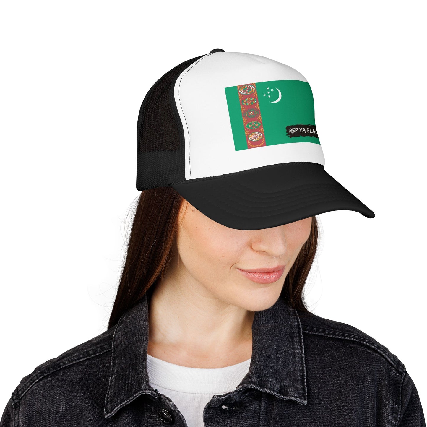 Turkmenistan Flag Foam Trucker Hat | Rep Ya Flag design