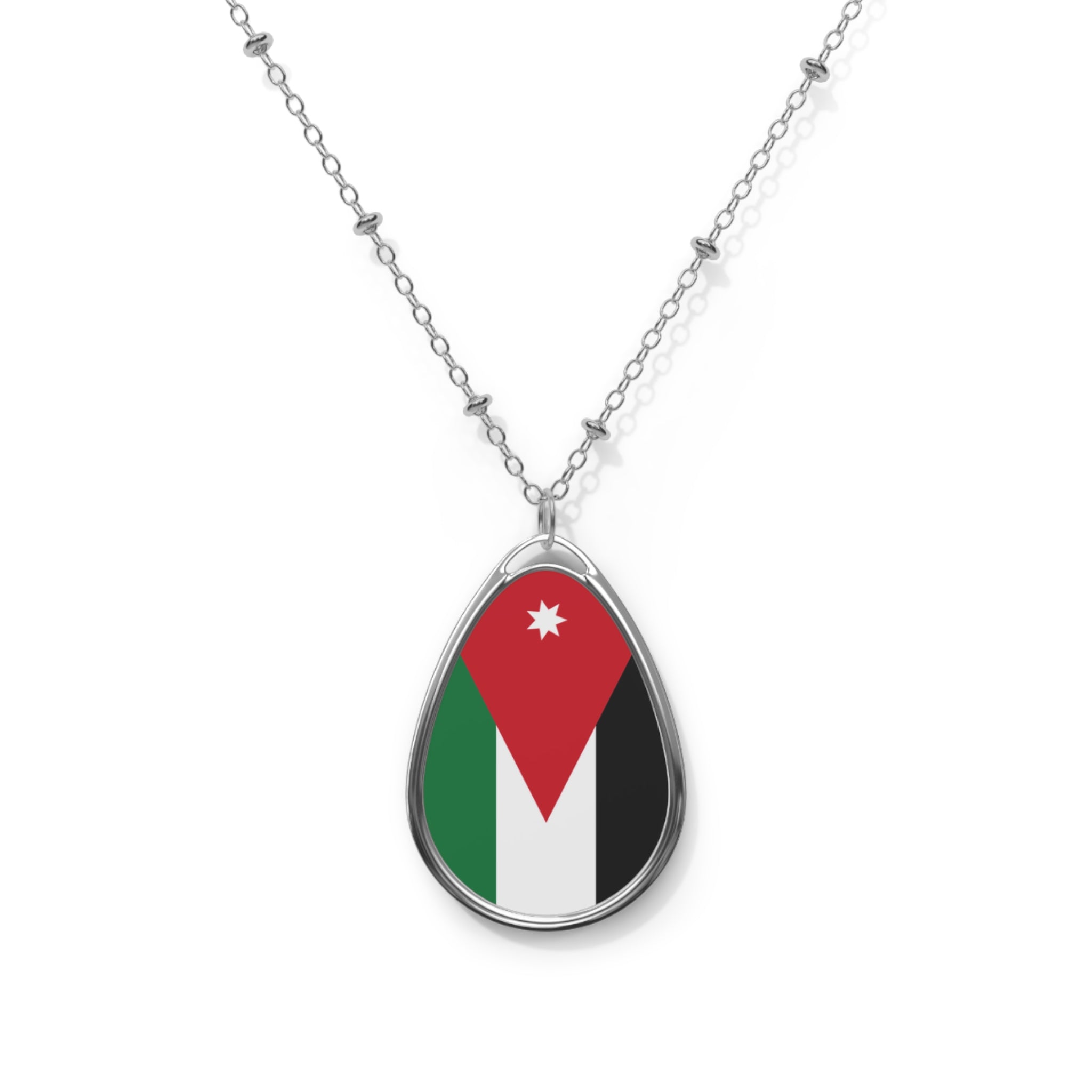 Jordan Flag Oval Necklace | Jordan Heritage Pendant | Rep Ya Flag