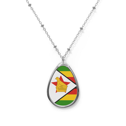 Zimbabwe Flag Oval Necklace Custom Pendant for Patriotic Gifts Mother's Day Father's Day Christmas Birthdays Cultural Events Holidays