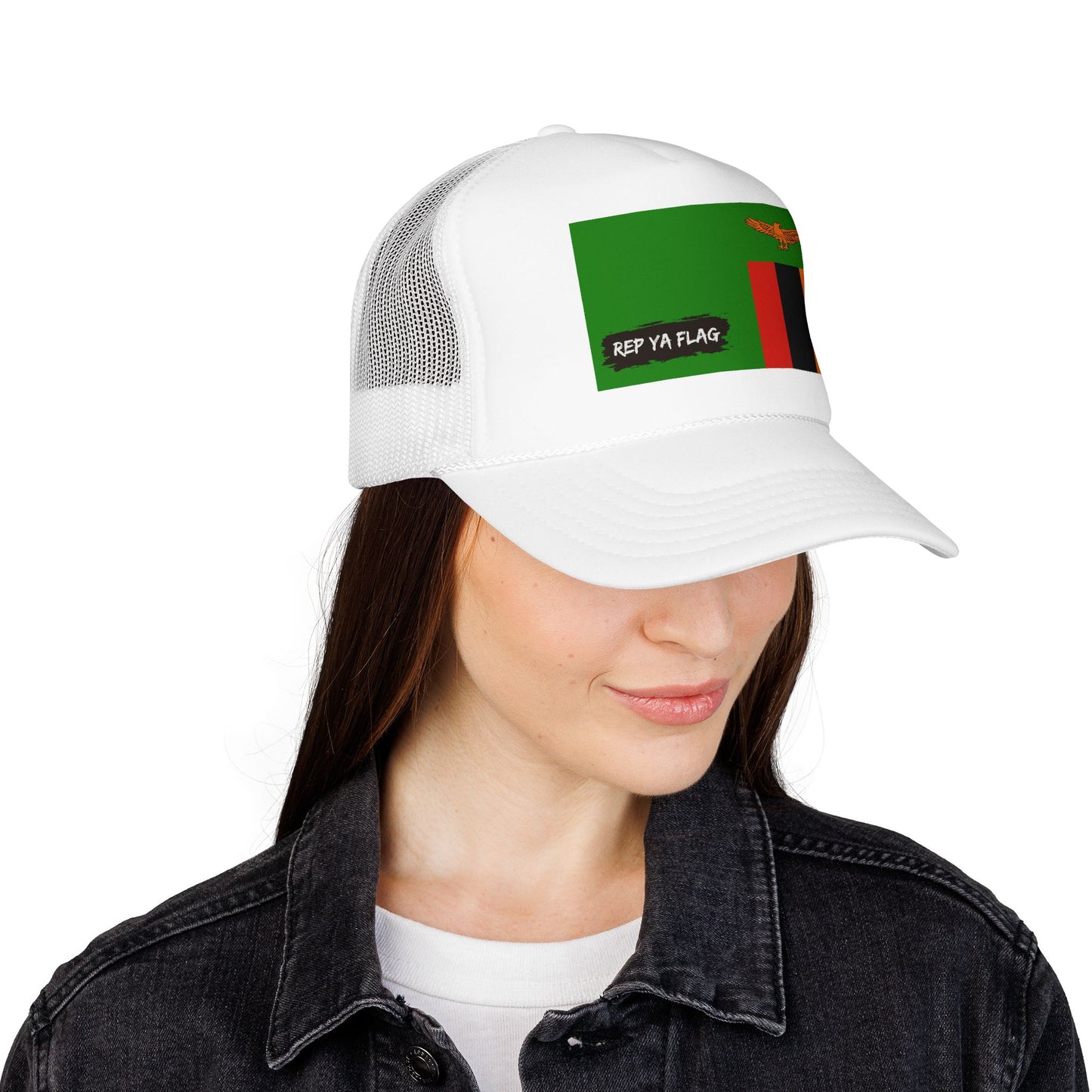 Zambia Flag Foam Trucker Hat | Rep Ya Flag design
