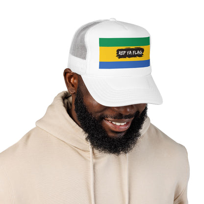 Gabon Flag Foam Trucker Hat | Gabonese Pride Snapback Cap | Rep Ya Flag