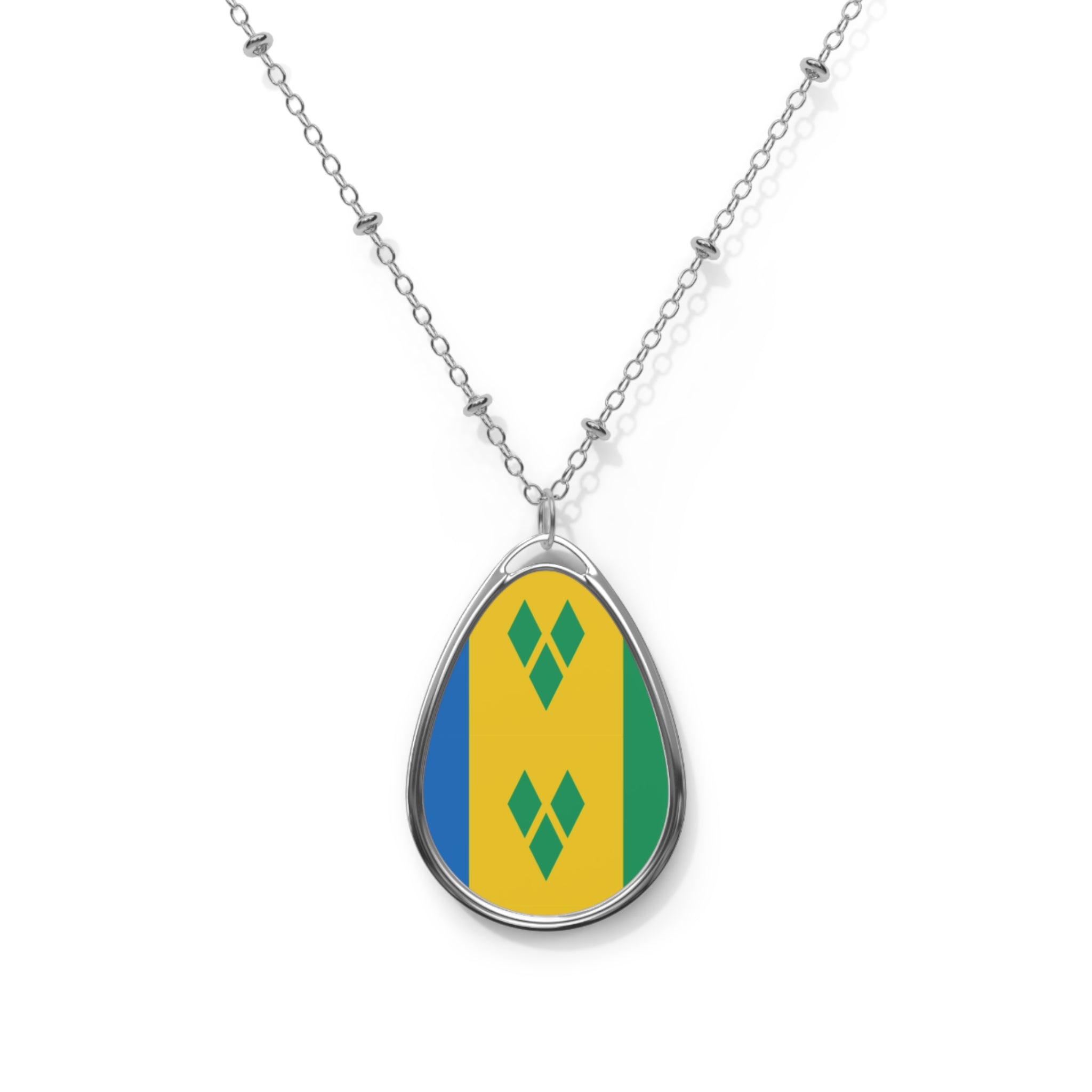 Saint Vincent and the Grenadines Flag Oval Necklace | Vincentian Heritage Pendant | Rep Ya Flag