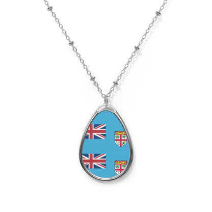 Fiji Flag Oval Necklace | Fijian Heritage Pendant | Rep Ya Flag