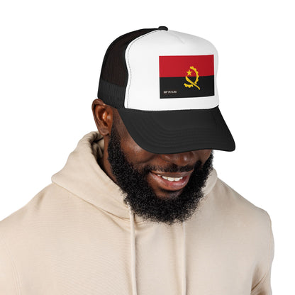 Angola Flag Foam Trucker Hat | Angolan Pride Snapback Cap | Rep Ya Flag