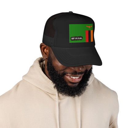 Zambia Flag Foam Trucker Hat | Rep Ya Flag design