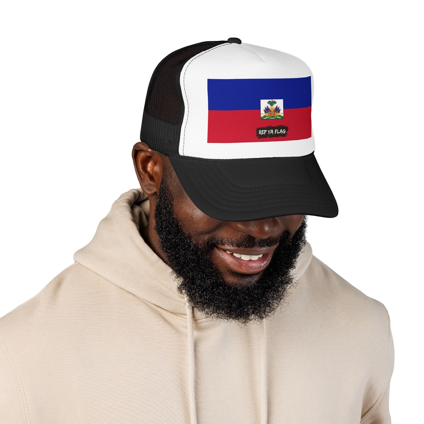 Haiti Flag Foam Trucker Hat | Haitian Pride Snapback Cap | Rep Ya Flag