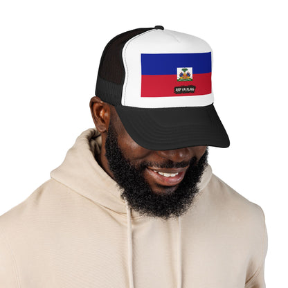 Haiti Flag Foam Trucker Hat | Haitian Pride Snapback Cap | Rep Ya Flag