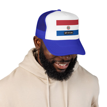 Paraguay Flag Foam Trucker Hat | Paraguayan Pride Snapback Cap | Rep Ya Flag