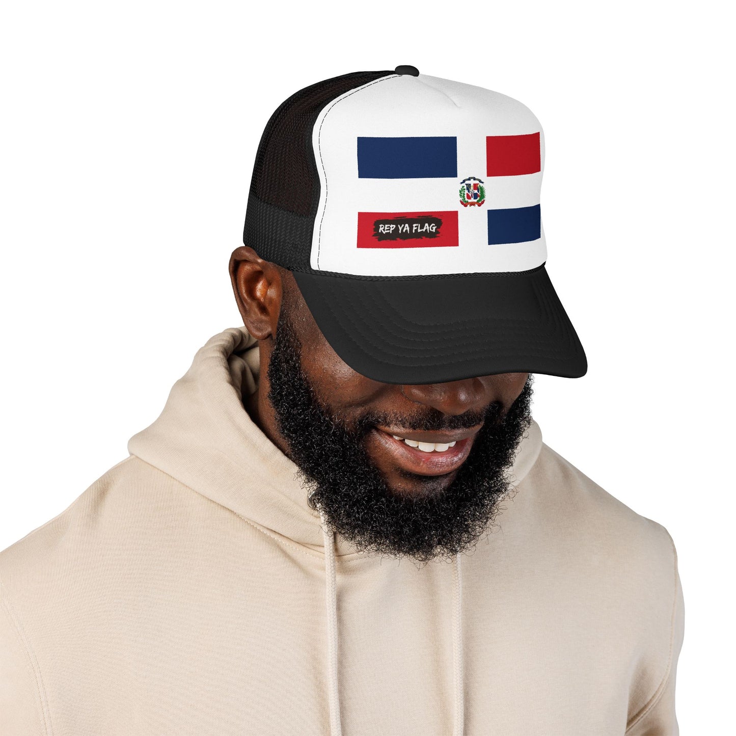 Dominican Republic Flag Foam Trucker Hat | Dominican Pride Snapback Cap | Rep Ya Flag