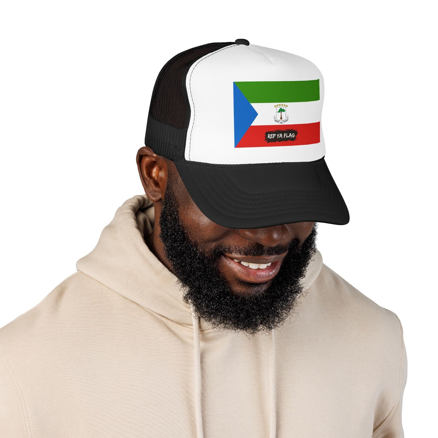 Equatorial Guinea Flag Foam Trucker Hat | Equatoguinean Pride Snapback Cap | Rep Ya Flag