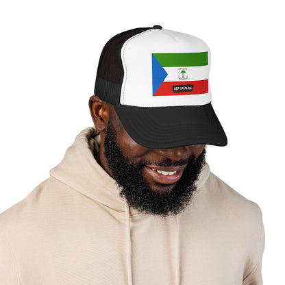 Equatorial Guinea Flag Foam Trucker Hat | Equatoguinean Pride Snapback Cap | Rep Ya Flag
