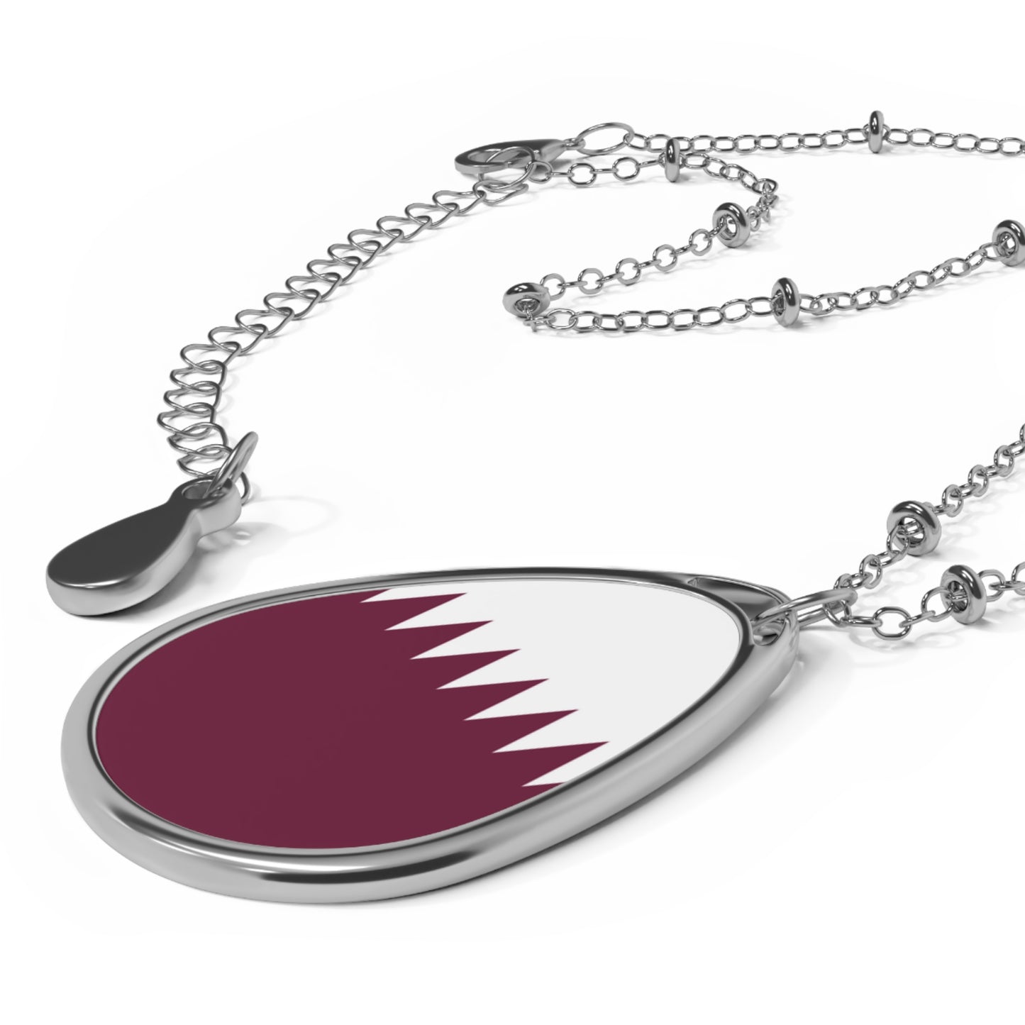 Qatar Flag Oval Necklace | Qatari Heritage Pendant | Rep Ya Flag