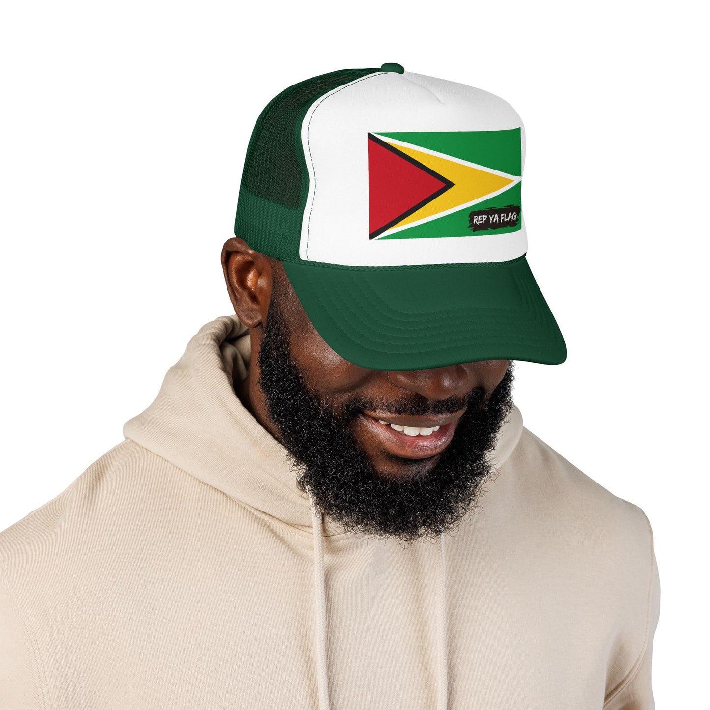Guyana Flag Foam Trucker Hat | Guyanese Pride Snapback Cap | Rep Ya Flag